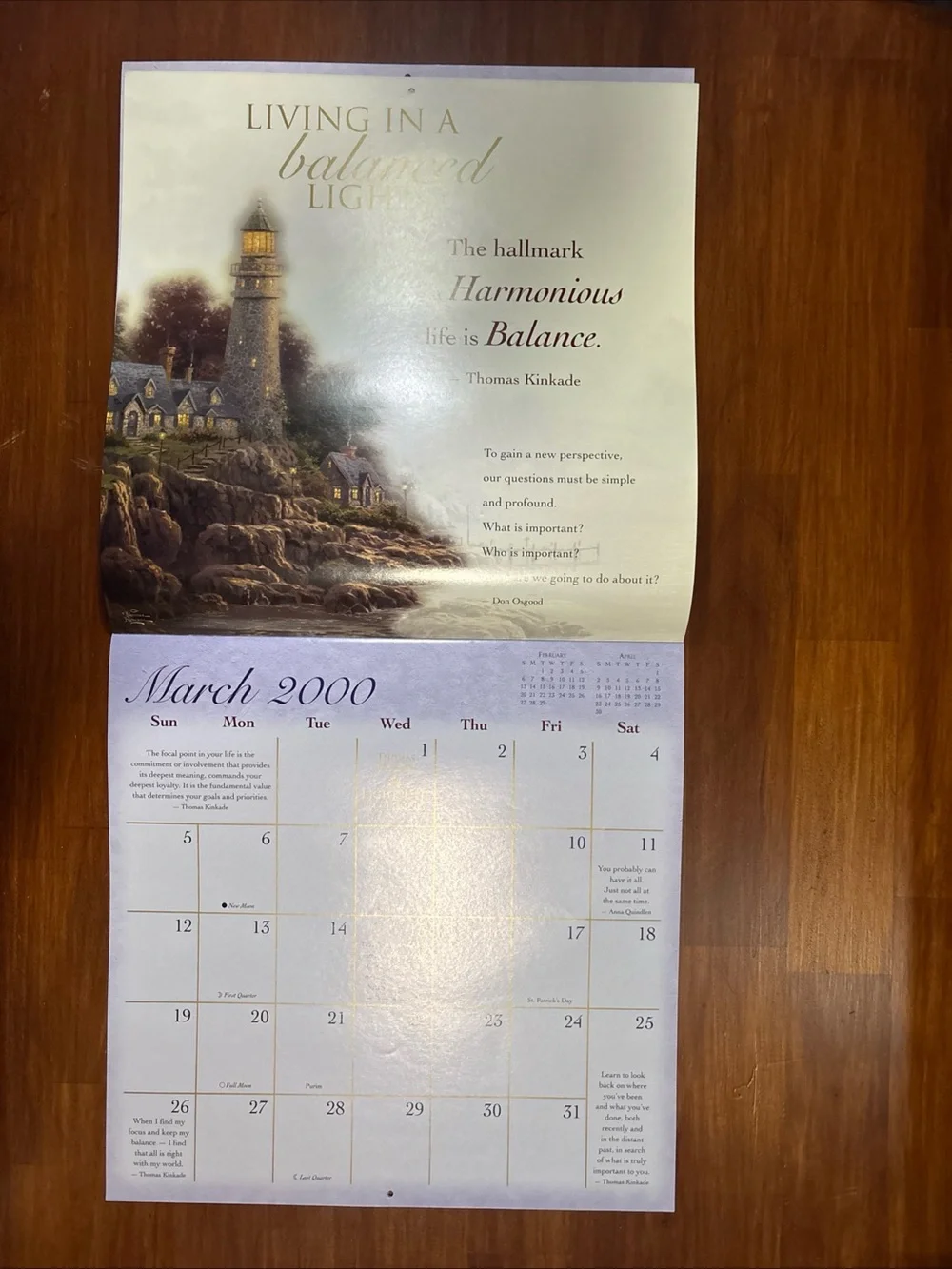 2000 Calendar Thomas Kinkade Lightpost For Living - The art of a Joyful Life